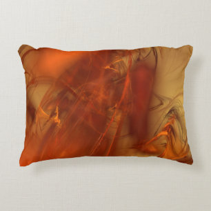 Rust Realm Fractal and Gold Accent Pillow