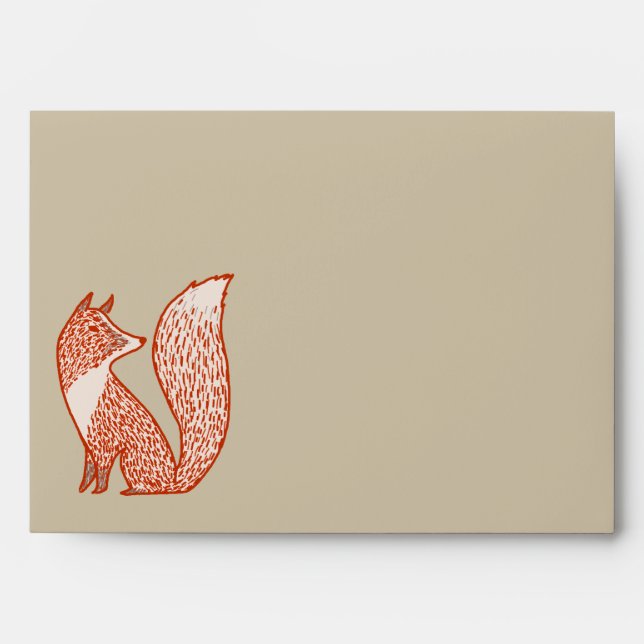 Rust Red and Ivory Foxes Envelopes (Front)