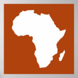 Rust Red Audacious Africa Poster<br><div class="desc">Africa map outline in white with contrasting colours in Emporio Moffa's "Safari" palette inspired by the daring adventurousness and wilderness of the continent.</div>