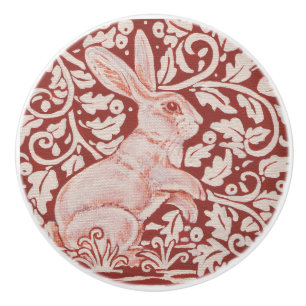 Rust Red Autumn Rabbit Berries Drawer Pull Knob