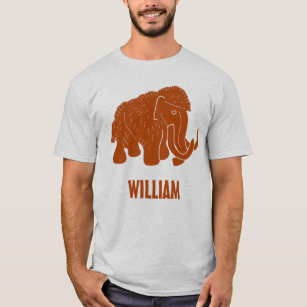Rust Red Cartoon Woolly Mammoth Personalized T-Shirt