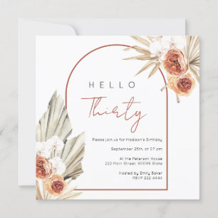 Rust Red Flowers Birthday Invitation