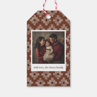 Rust Red Geometric Christmas Gift tag - 1 photo