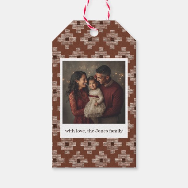 Rust Red Geometric Christmas Gift tag - 1 photo (Front)