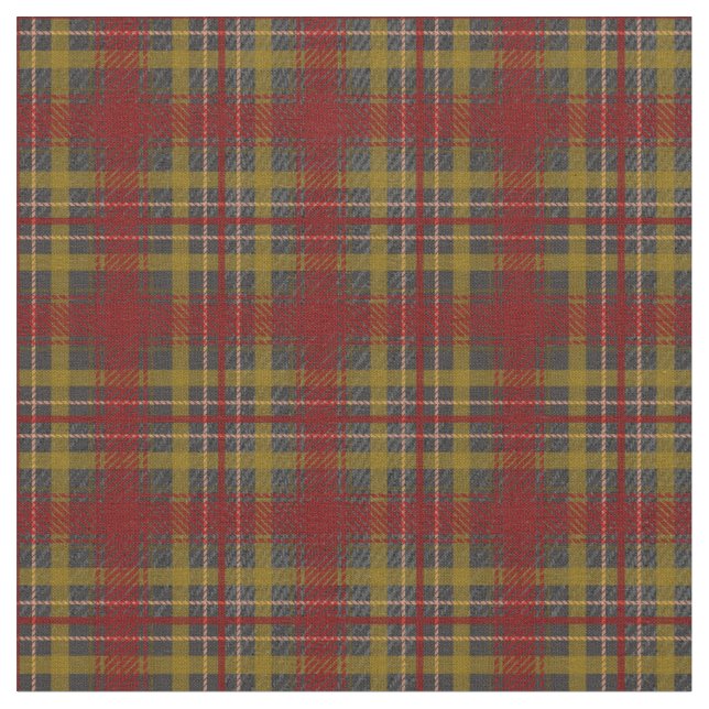 Rust Red, Grey and Gold Fall Plaid Fabric (Close Up)
