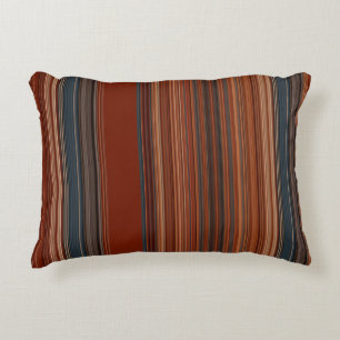 Rust Red Grey Stripes  Accent Pillow