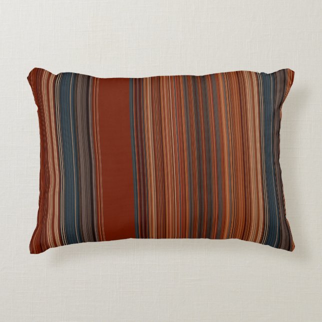 Rust Red Grey Stripes  Accent Pillow (Front)