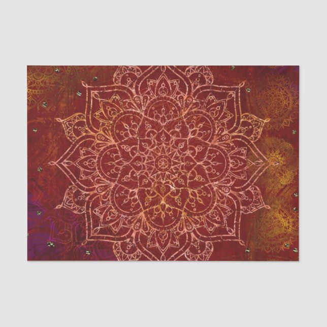 Rust Red Mandala Gold Glam Modern Chic Tissue Paper (Front)