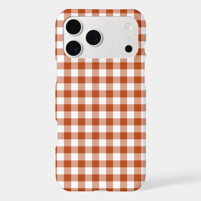 Rust Red Plaid Gingham iPhone Case (Verso)