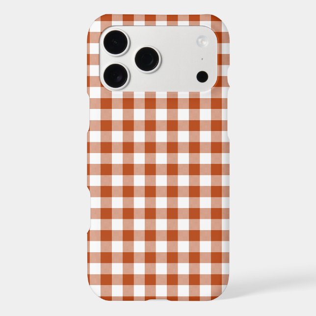 Rust Red Plaid Gingham iPhone Case (Back)