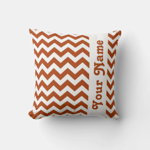 Rust Red Safari Chevron with custom text Throw Pillow