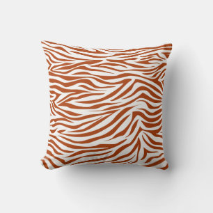 Rust Red Safari Zebra Throw Pillow