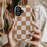 Rust Retro Check iPhone 16 Case<br><div class="desc">Trendy boho chequerboard print phone case in cream and rust orange colours. Use the design tools to add your own monogram,  name or other text,  or change the background colour to create a unique one of a kind device cover.</div>