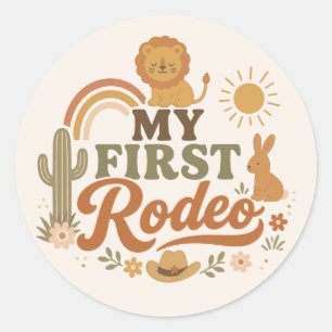 Rust Rodeo First Birthday Stickers   Neutral Boho 