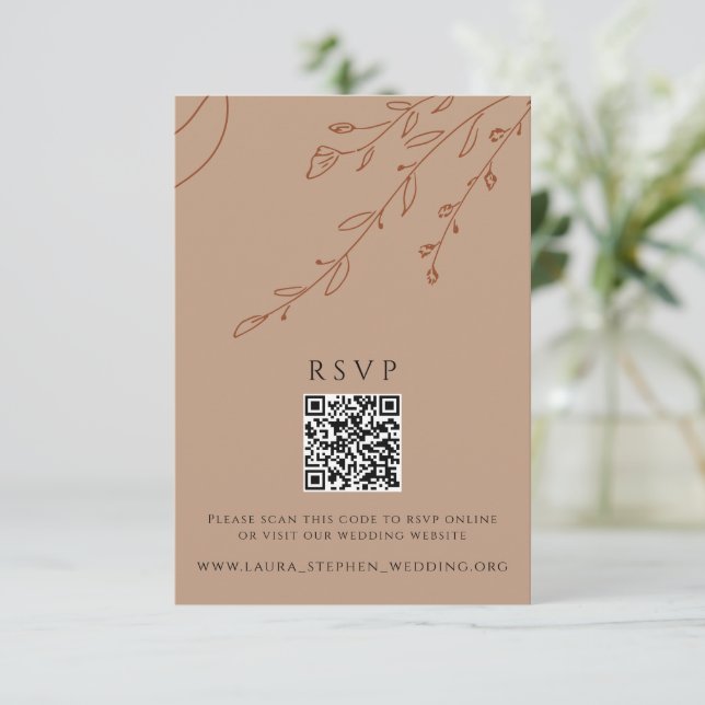 Rust RSVP Online QR Code Wedding Website Invitation (Standing Front)