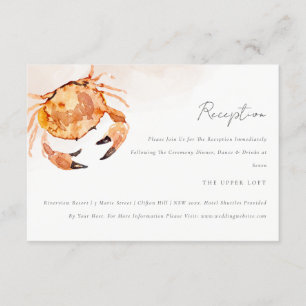 Rust Sand Coastal Crab Nautical Wedding Reception Enclosure Card
