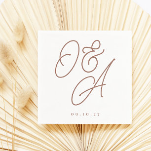 Rust   Script Watermark Monogram Wedding Napkin