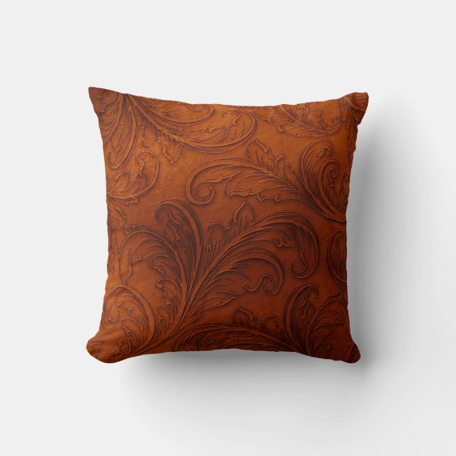 Rust scrolls throw pillow (Front)