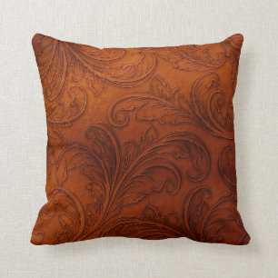 Rust scrolls throw pillow