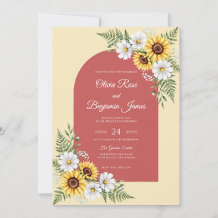 Rust Sunflower Fern Wedding Invitation