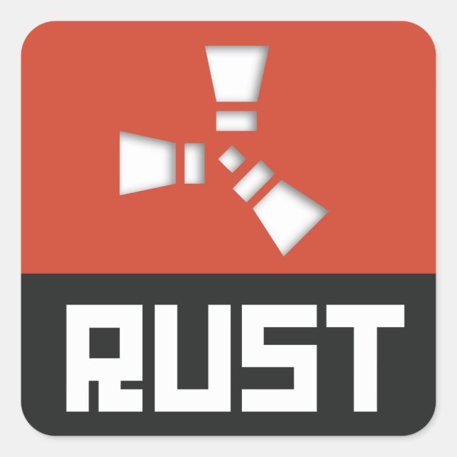 RUST Symbol Clear on Red  Square Sticker (Front)