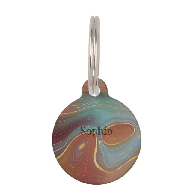 Rust & Teal Earth Strata   Pet Tag (Front)