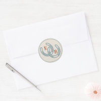 Rust Teal Western Horseshoe Wedding Monogram