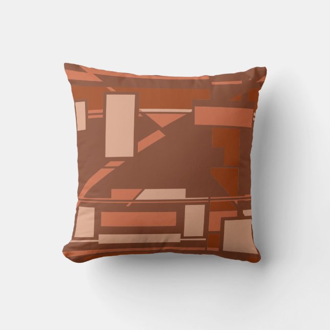 Rust Terracotta Beige on Brown Southwest Art Look Throw Pillow (Front)