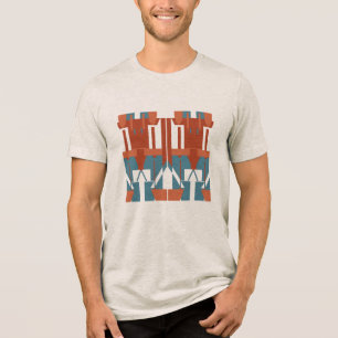 Rust Terracotta Blue Mediterranean-inspired Small Tri-Blend Shirt