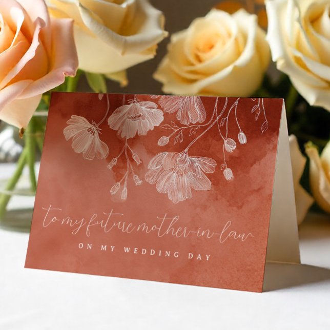 Rust Terracotta Floral Future belle-mère Carte (Mother In Law Card)