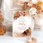 Rust Terracotta Flowers and Pampas Grass Wedding Invitation<br><div class="desc">Pampas grass and terracotta,  rust shades flowers botanical elegant wedding invitations</div>