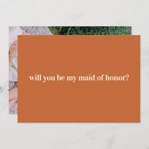 Rust Terracotta Maid of Honour Proposal Photo Card