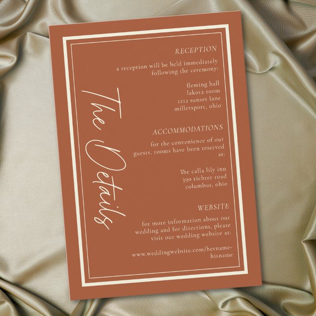 Rust Terracotta Minimalist Frame Wedding Enclosure Card (Rust Terracotta Minimalist Frame Wedding Enclosure Card)