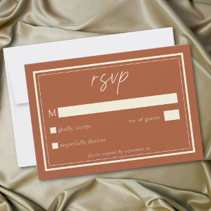 Rust Terracotta Minimalist Frame Wedding RSVP Card