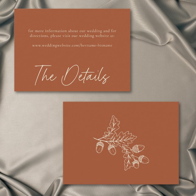 Rust Terracotta Minimalist Leaf Acorn Fall Wedding Enclosure Card (Rust Terracotta Minimalist Leaf Acorn Fall Wedding Enclosure Card)