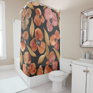 Rust Terracotta Watercolor Floral Black