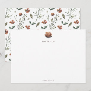 Rust Terracotta Wildflower Sage Simple Wedding Thank You Card