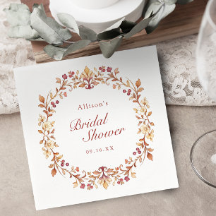 Rust Vintage Botanical Floral Fall Bridal Shower Napkin