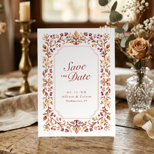 Rust Vintage Botanical Floral Frame Fall Wedding Save The Date