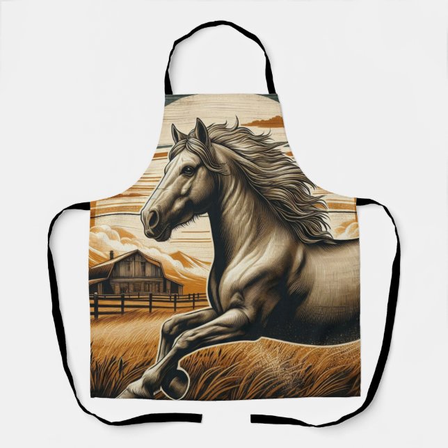 Rust/vintage horse/western  apron (Front)