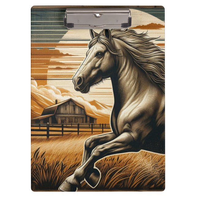 Rust/vintage horse/western  clipboard (Front)