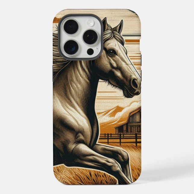 Rust/vintage horse/western  iPhone case (Back)