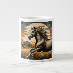 Rust/vintage horse/western large coffee mug