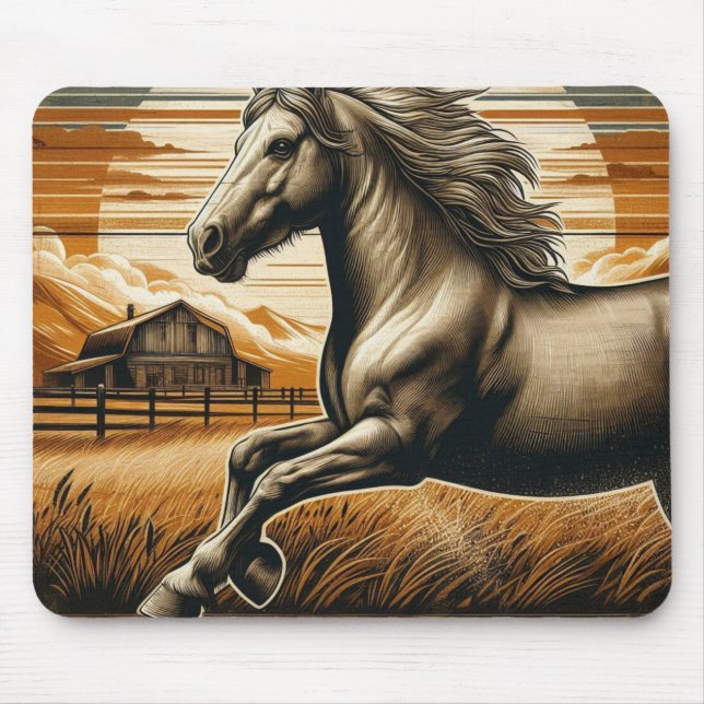 Rust/vintage horse/western  mouse pad (Front)