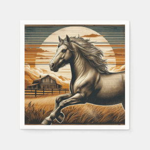 Rust/vintage horse/western napkin