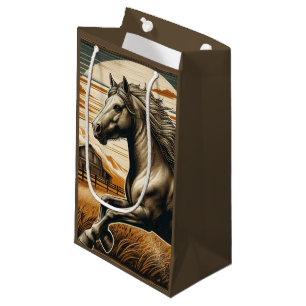 Rust/vintage horse/western small gift bag