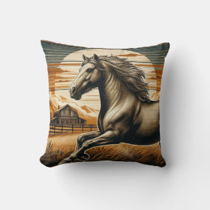 Rust/vintage horse/western  throw pillow