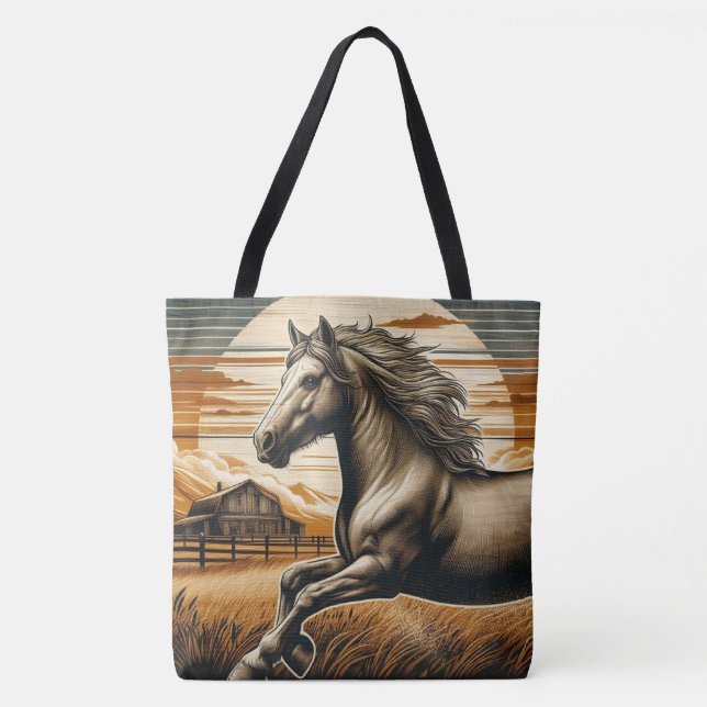 Rust/vintage horse/western  tote bag (Front)