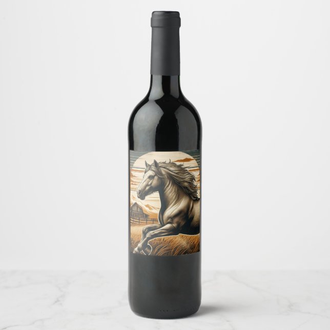 Rust/vintage horse/western  wine label (Front)