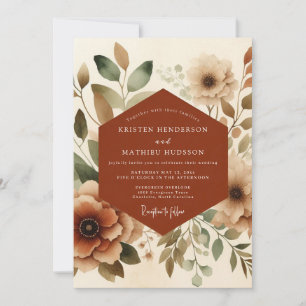 Rust Watercolor Bloom Wedding Invitation